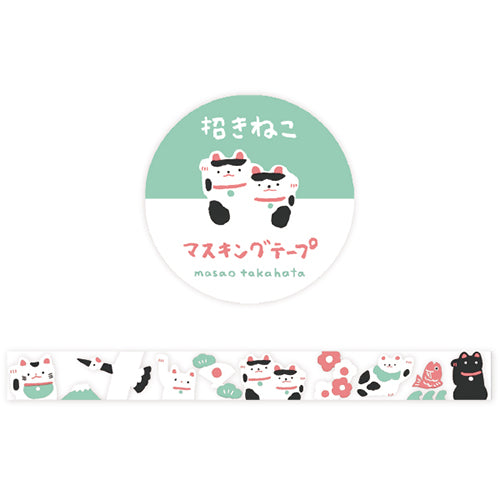Transparent masking tape beckoning cat