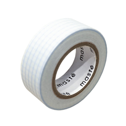 水性ペンで書けるマスキングテープ小巻15mm幅 方眼ブルーグレー