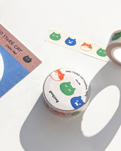 ねこちゃん マスキングテープ (One-third cat masking tape)