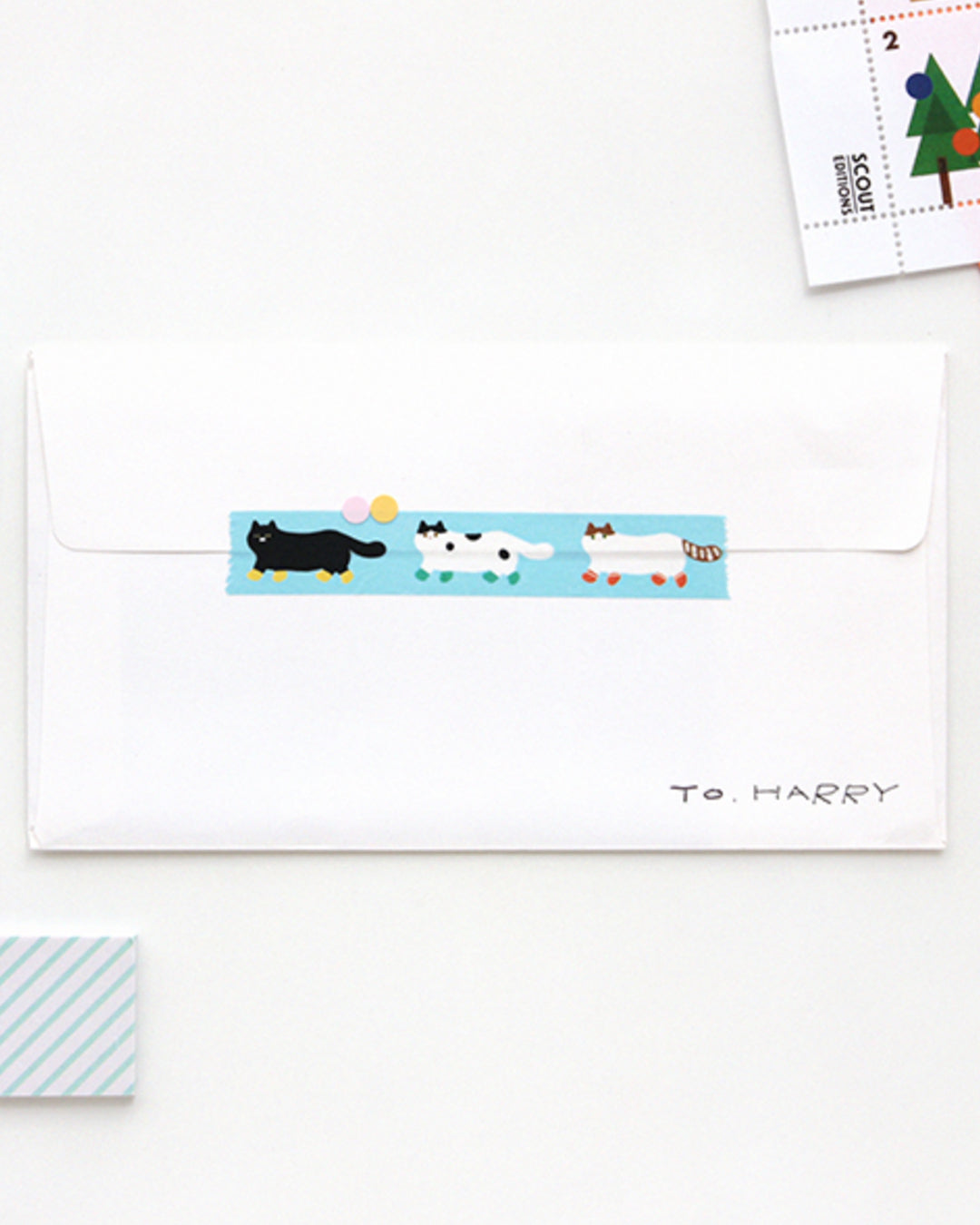 ねこちゃん マスキングテープ (One-third cat masking tape)