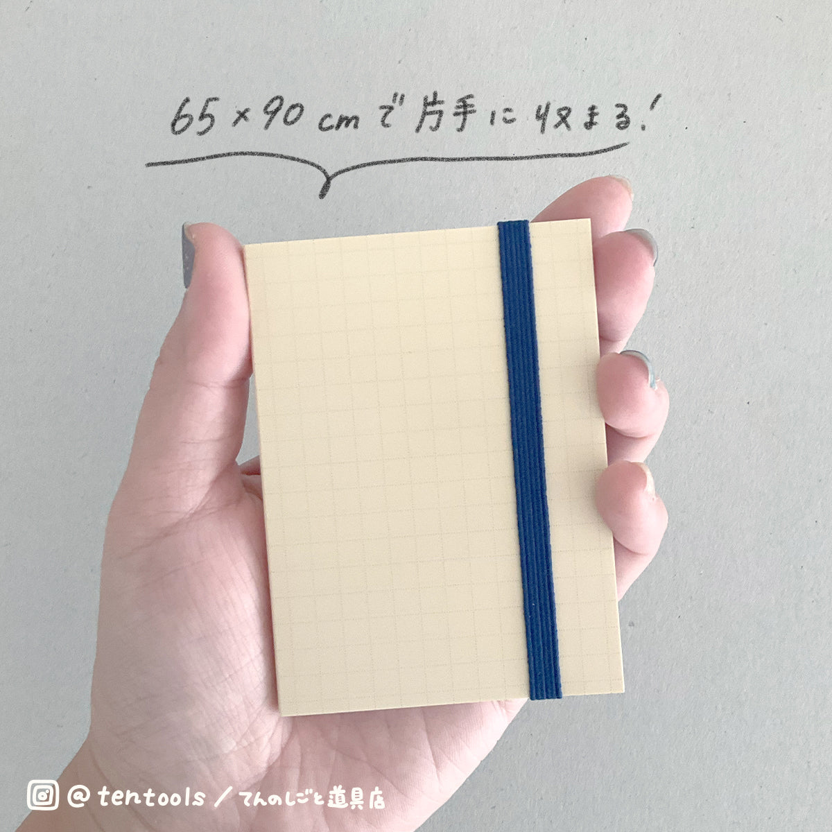 ゴムバンド・表紙付き カラバンふせん 5mm方眼