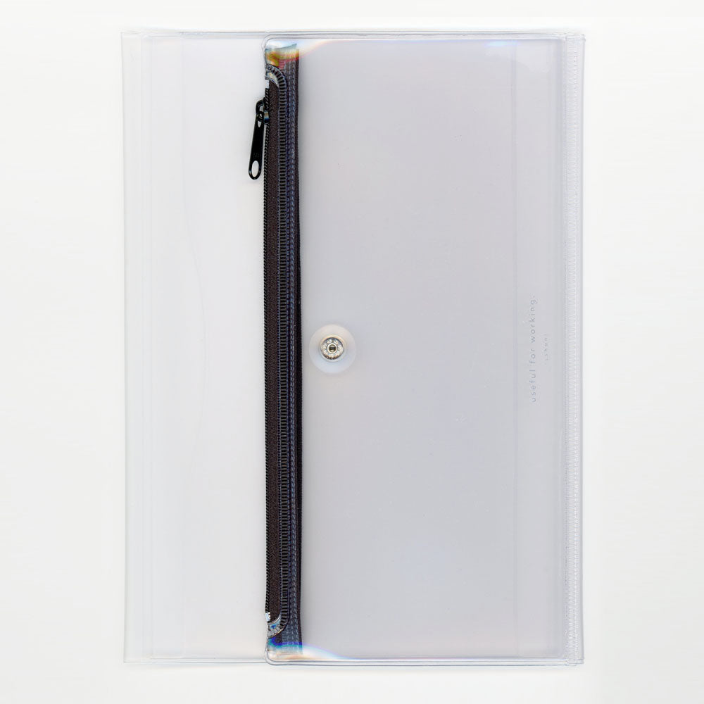 isshoni. Notebook cover with pen case PVC Compatible with A5/B6 Clear 