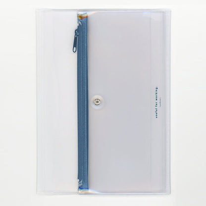isshoni. Notebook cover with pen case PVC Compatible with A5/B6 Clear 