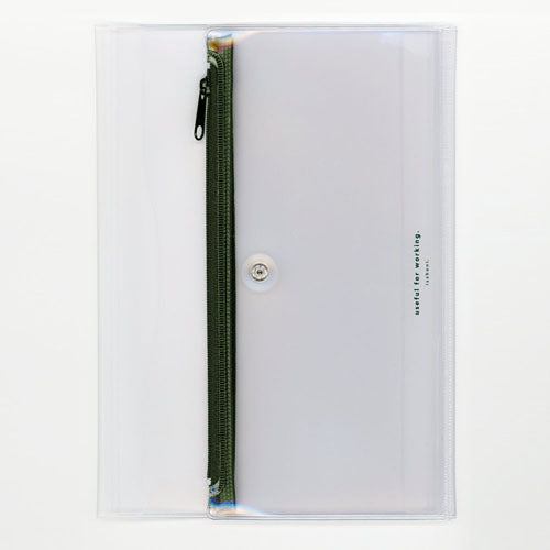 isshoni. Notebook cover with pen case PVC Compatible with A5/B6 Clear 