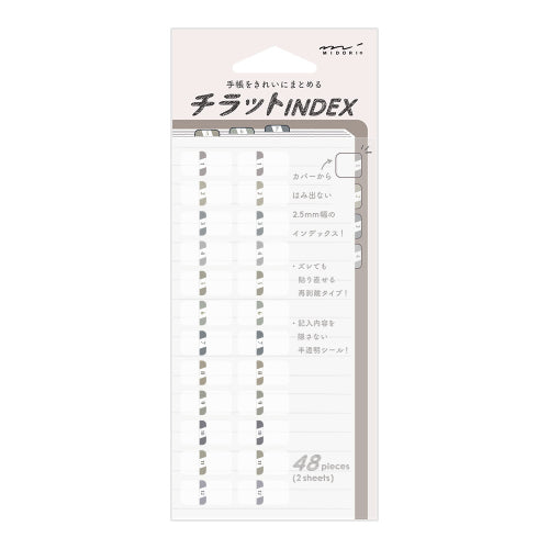 Index label S chillat numbers gray